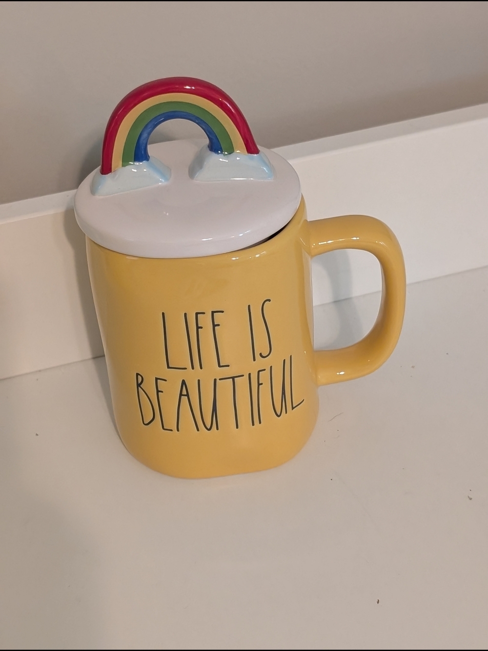 Rae Dunn 'Life Is Beautiful' Rainbow-Top Ceramic Mug